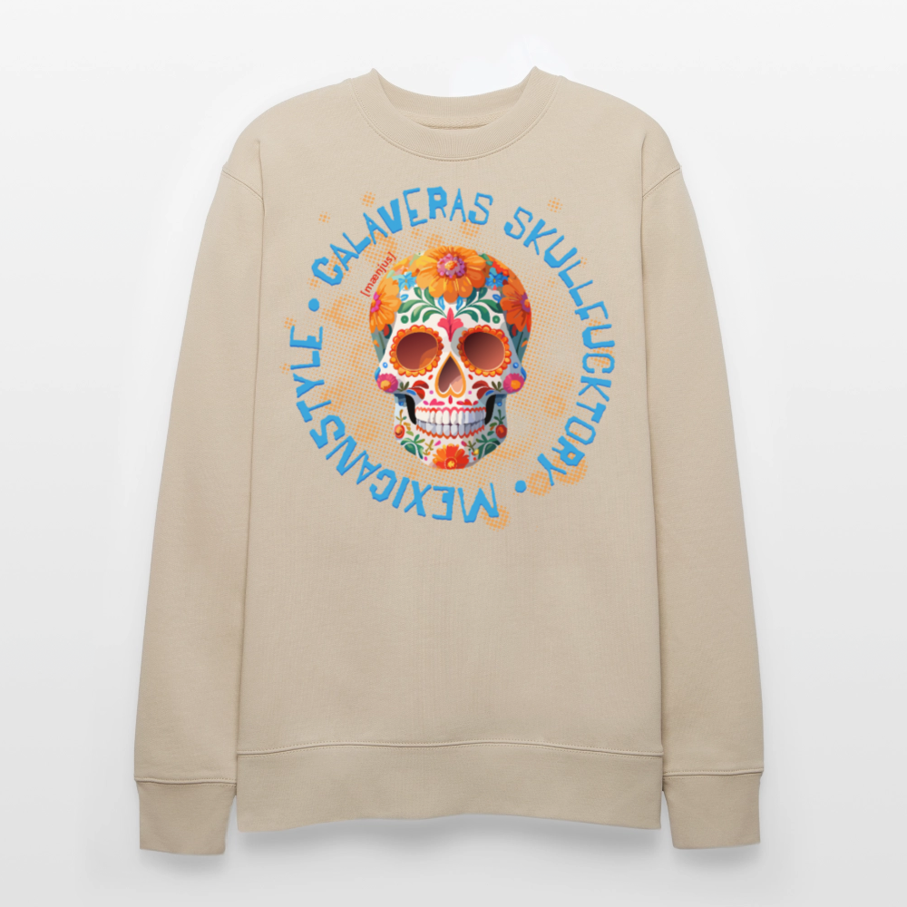 Unisex Bio-Sweatshirt mit CALAVERAS SKULL PRINT - Beige