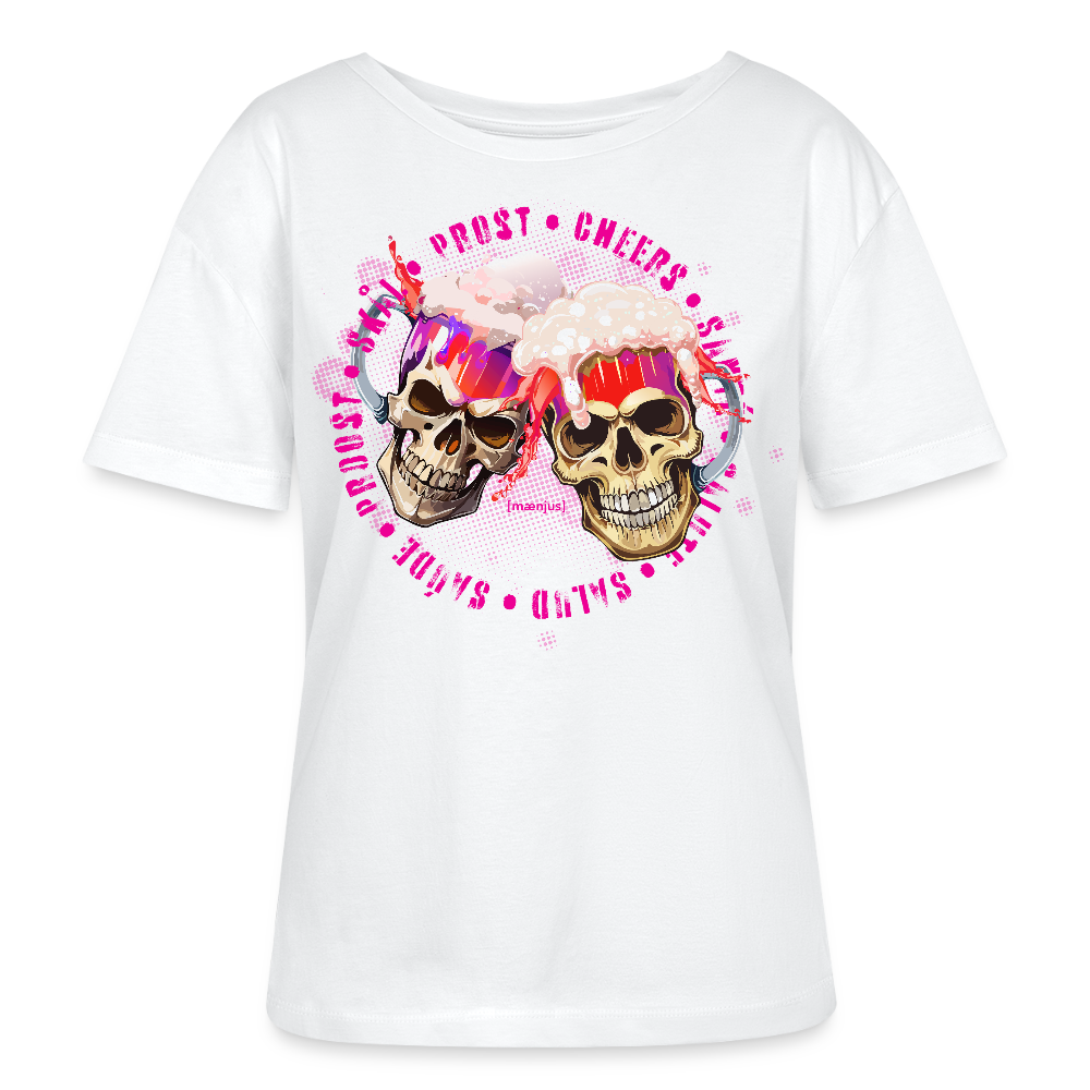Frauen T-Shirt mit OKTOBERFEST SKULL GIRL PRINT - Weiß