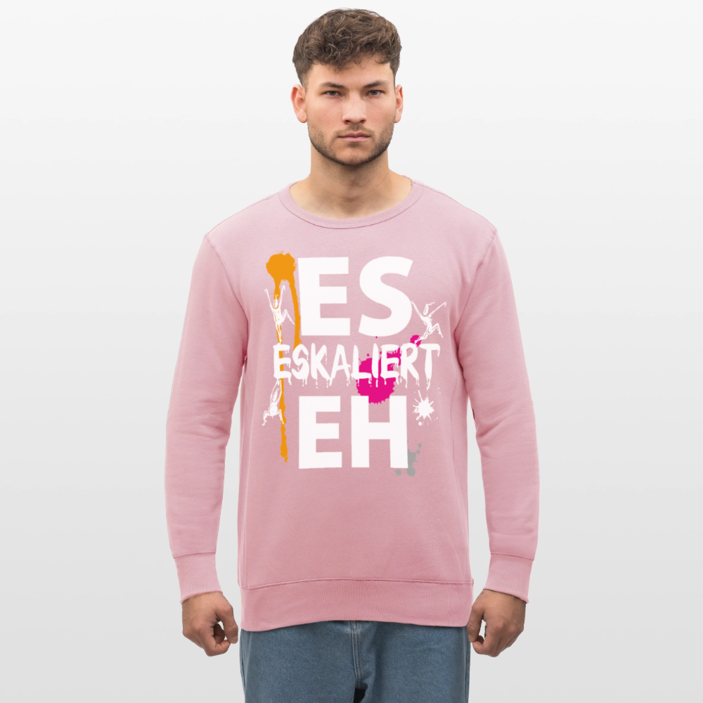 Unisex Bio-Sweatshirt mit ES ESKALIERT EH PRINT - Hellrosa