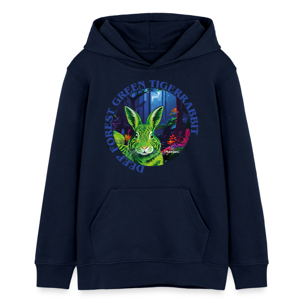 MNJS TEENS Bio-Hoodie mit DEEP FOREST GREEN TIGERRABBIT PRINT - Navy