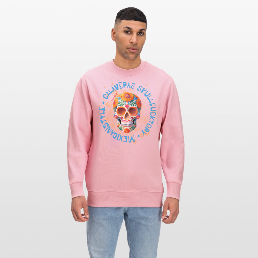 Unisex Bio-Sweatshirt mit CALAVERAS SKULL PRINT - Hellrosa