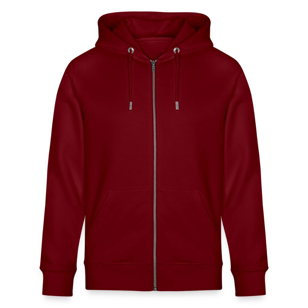 Unisex Bio-Kapuzenjacke mit ROSEN DIE LIEBE UND DER TOD HABEN DORNEN PRINT - Burgunderrot