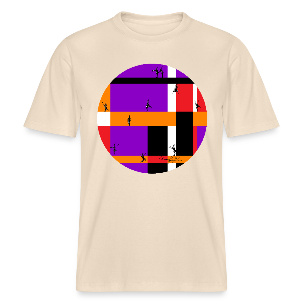 Relaxed Fit Unisex Bio-T-Shirt mit DYNAMIC FIELDS PRINT - Weißgrau