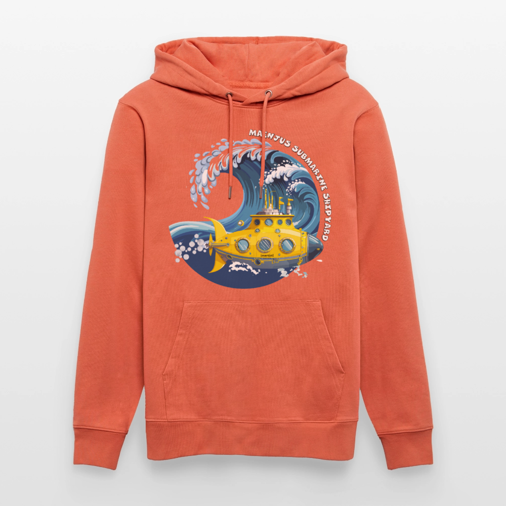 Unisex Bio-Hoodie mit MAENJUS SUBMARINE SHIPYARD PRINT - Hellrot