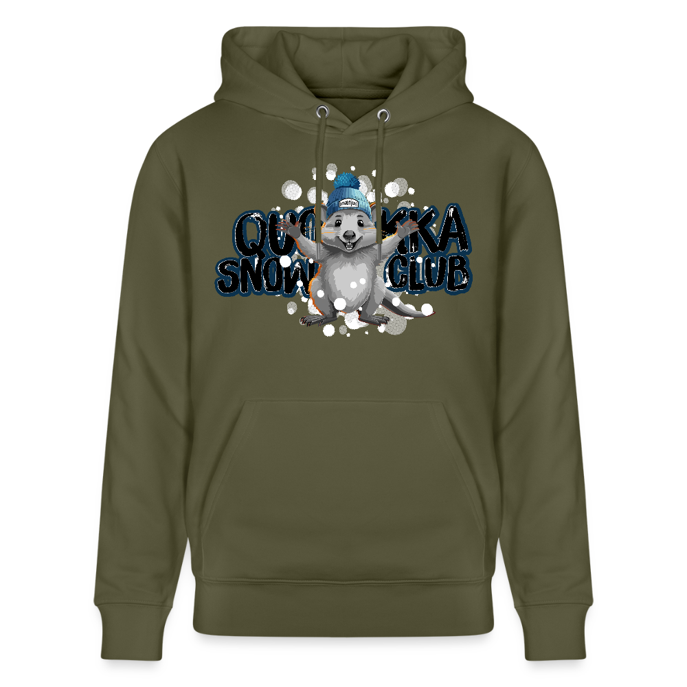 Unisex Bio-Hoodie mit QUOKKA SNOWCLUB PRINT - Khaki Grün