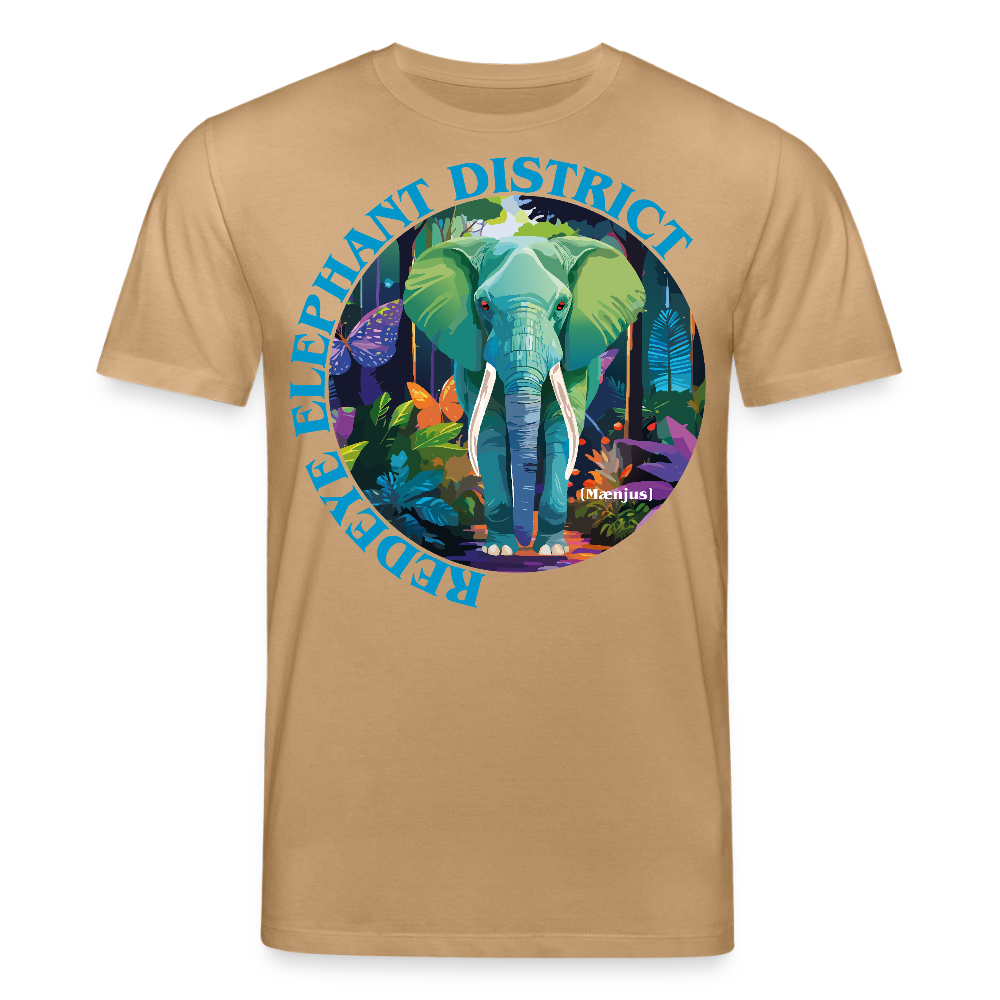 Unisex Bio-T-Shirt mit REDEYE ELEPHANT DISTRICT PRINT Vorderseite - Karamell