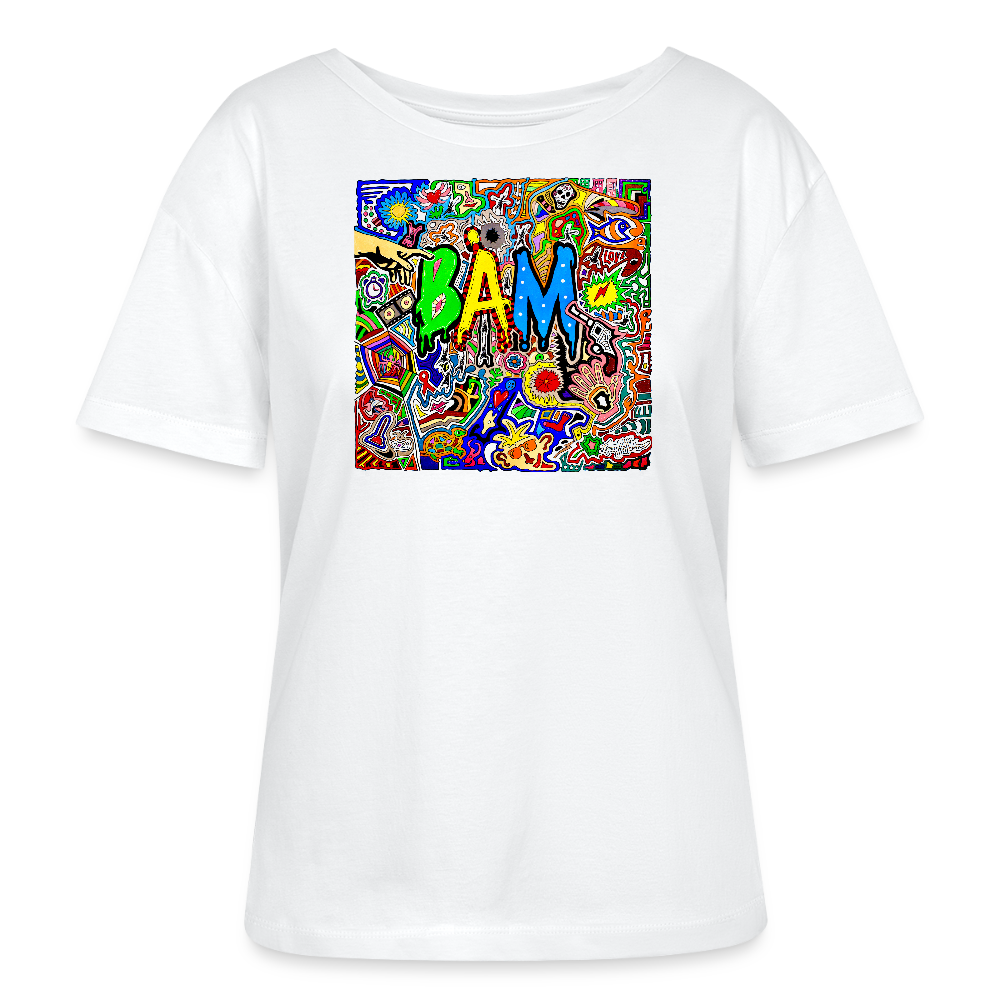 Relaxed Rundhals Frauen Bio-T-Shirt mit BÄM PRINT - Weiß