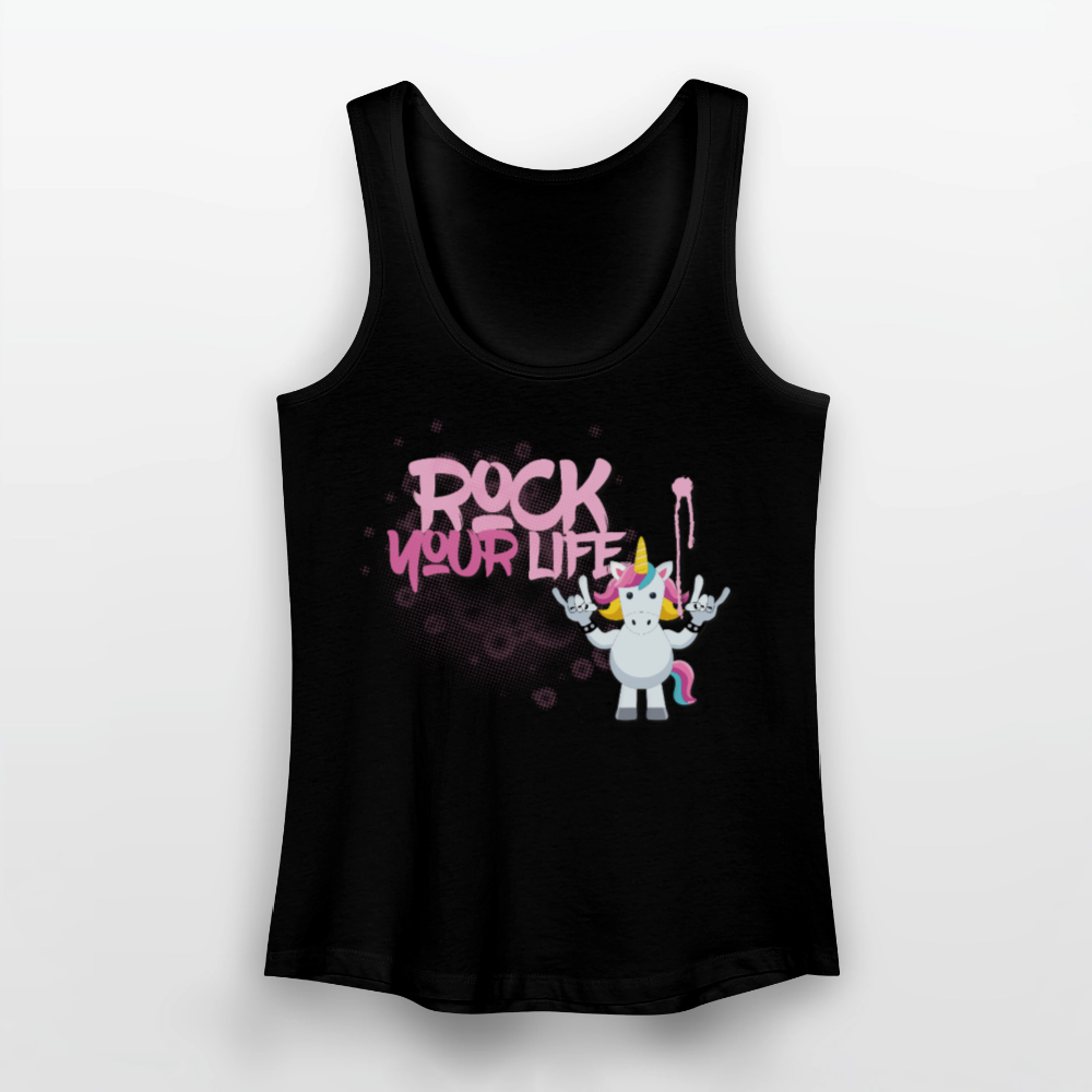 Frauen Tank Top mit ROCK YOUR LIFE PRINT - Schwarz