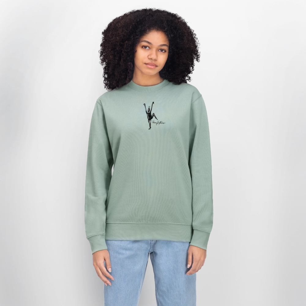 Unisex Bio-Sweatshirt mit TUSCHEMÄNNCHEN PRINT - Helles Graugrün