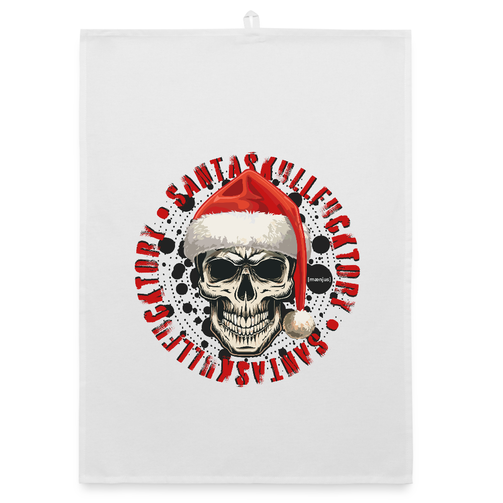 Organic Geschirrtuch mit SANTASKULL FUCKTORY PRINT - Weiß