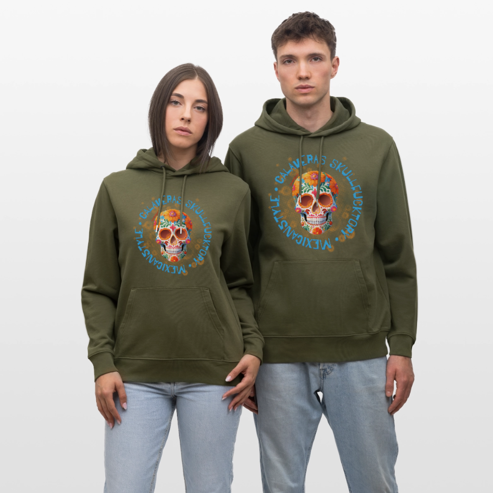 Unisex Hoodie mit CALAVERAS MEXICANSTYLE PRINT - Khaki Grün