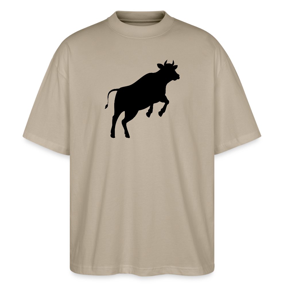 Oversized Unisex T-Shirt mit JUMPING COW PRINT - Steingrau