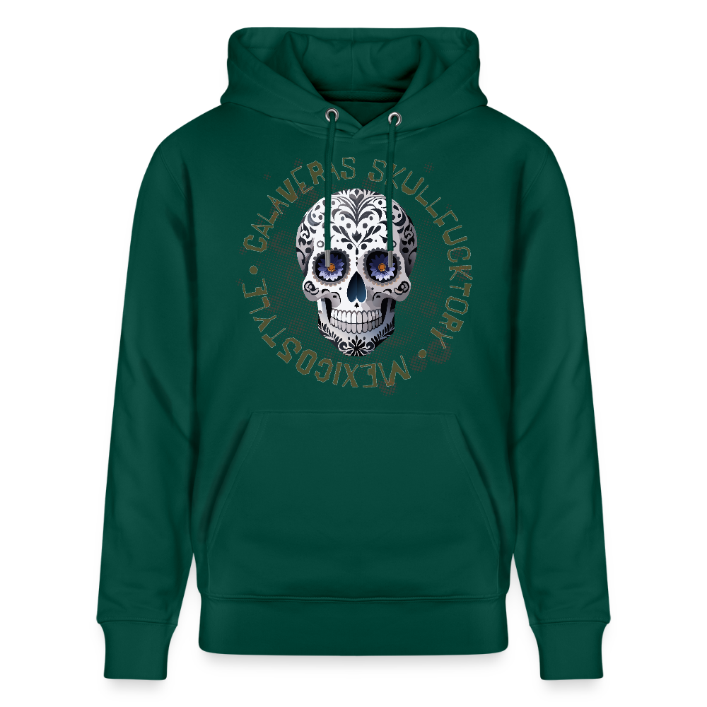 Unisex Hoodie mit CALAVERAS SKULL PRINT Vorderseite - Forest