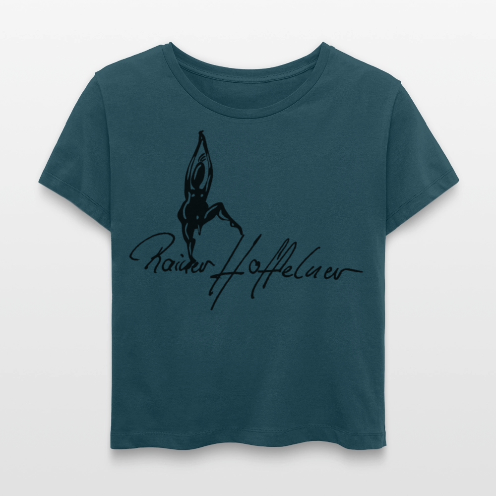 Frauen T-Shirt mit TUSCHEMÄNNCHEN PRINT - Dunkles Petrol