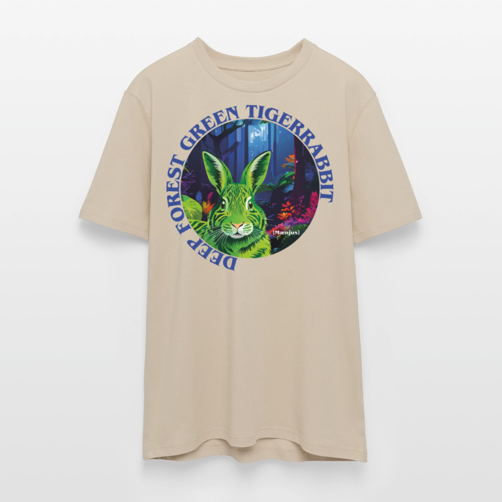 Unisex Bio-T-Shirt mit DEEP FOREST GREEN TIGERRABBIT PRINT Vorderseite - Beige