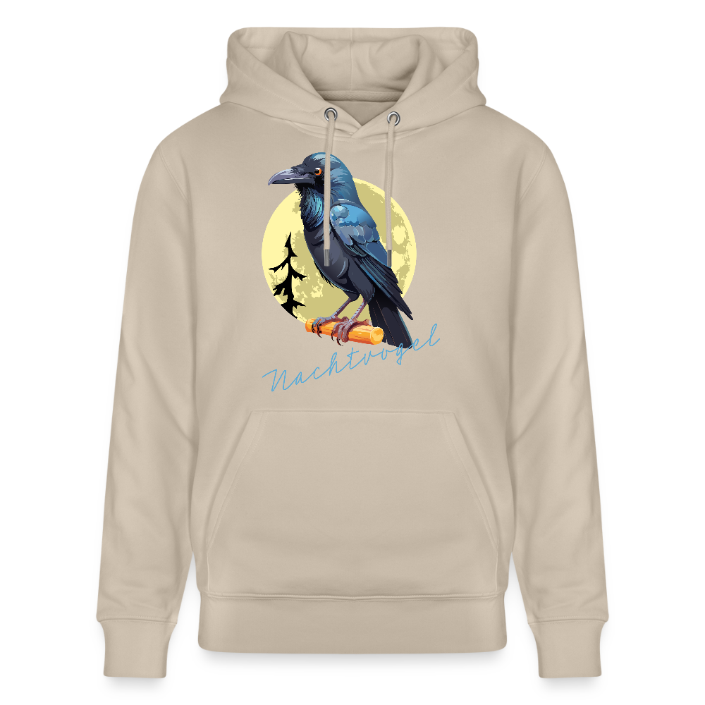 Unisex Hoodie mit NACHTVOGEL PRINT - Beige