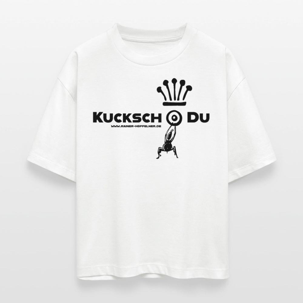 Frauen Boxy Bio-T-Shirt mit KUCKSCH DU PRINT - Weiß