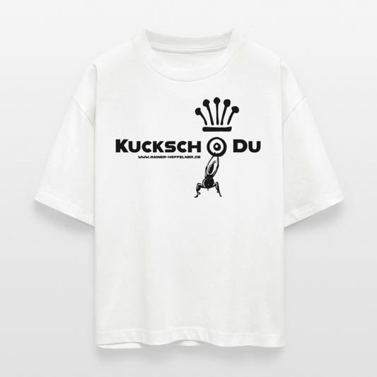 Frauen Boxy Bio-T-Shirt mit KUCKSCH DU PRINT - Weiß