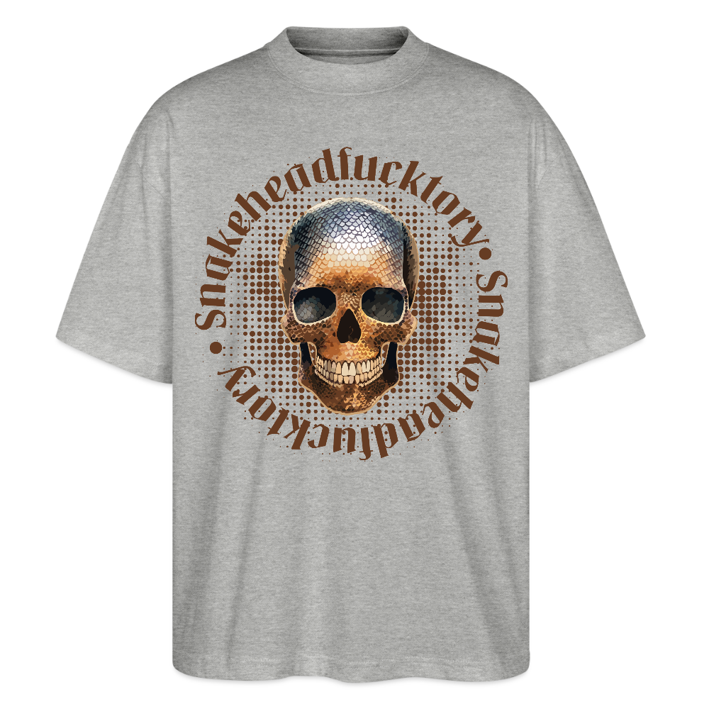 Oversized Unisex T-Shirt mit SNAKEHEAD SKULL PRINT - Grau meliert