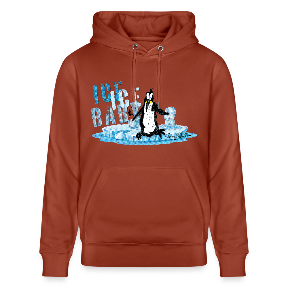 Unisex Bio-Hoodie mit ICE ICE BABY PINGUIN PRINT - Terrakotta