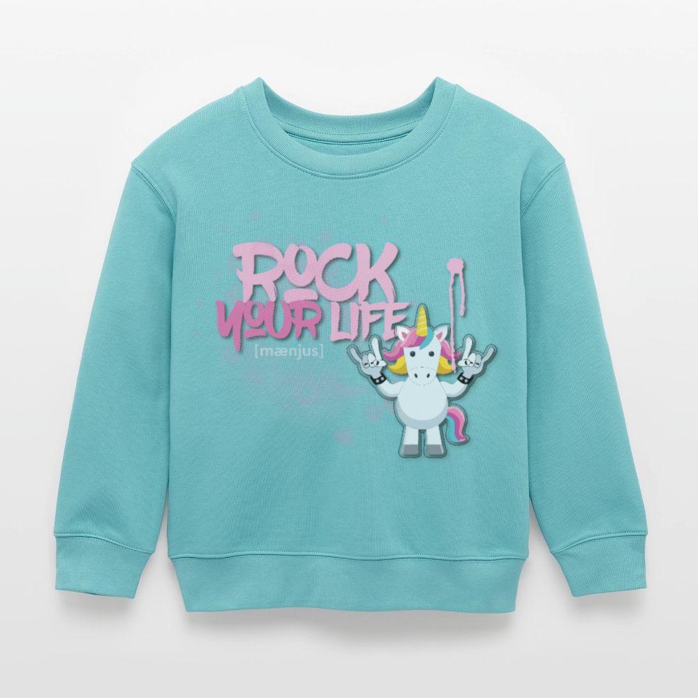 MNJS KIDS Mini Changer Bio Sweatshirt mit ROCK YOUR LIFE PRINT - Pastelltürkis