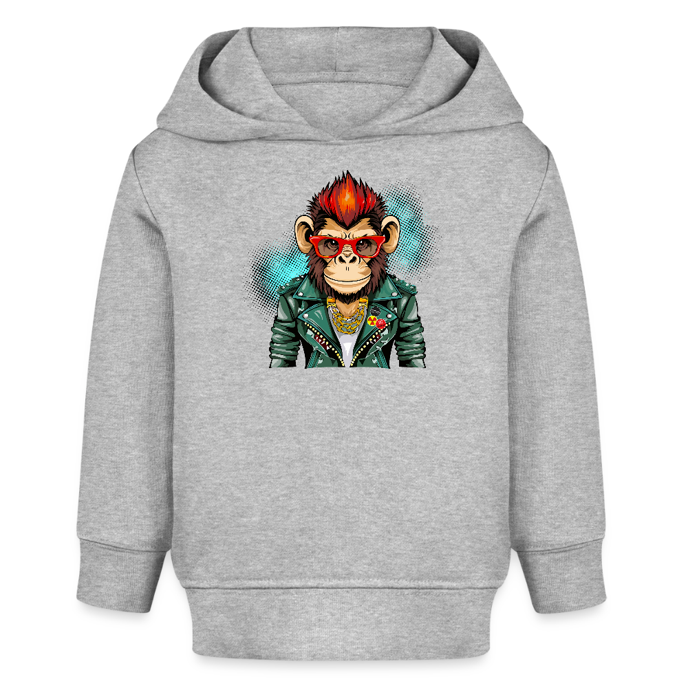 MNJS KIDS Bio Hoodie mit MONKEY PRINT - Grau meliert