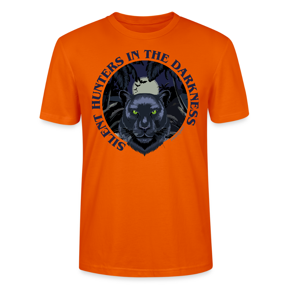 Unisex T-Shirt mit SILENT HUNTERS IN THE DARKNESS PRINT Vorderseite - Tieforange