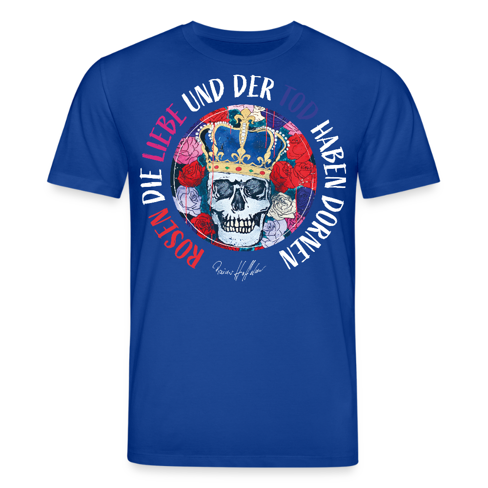 Unisex Bio-T-Shirt mit ROSEN DIE LIEBE UND DER TOD HABEN DORNEN PRINT - Dunkelblau