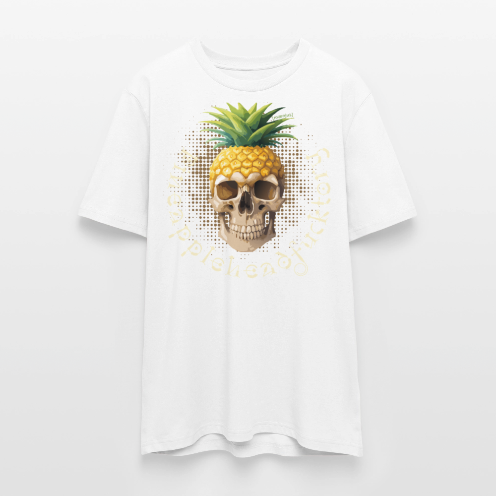 Unisex Bio-T-Shirt mit PINEAPPLE SKULL PRINT Vorderseite - Weiß
