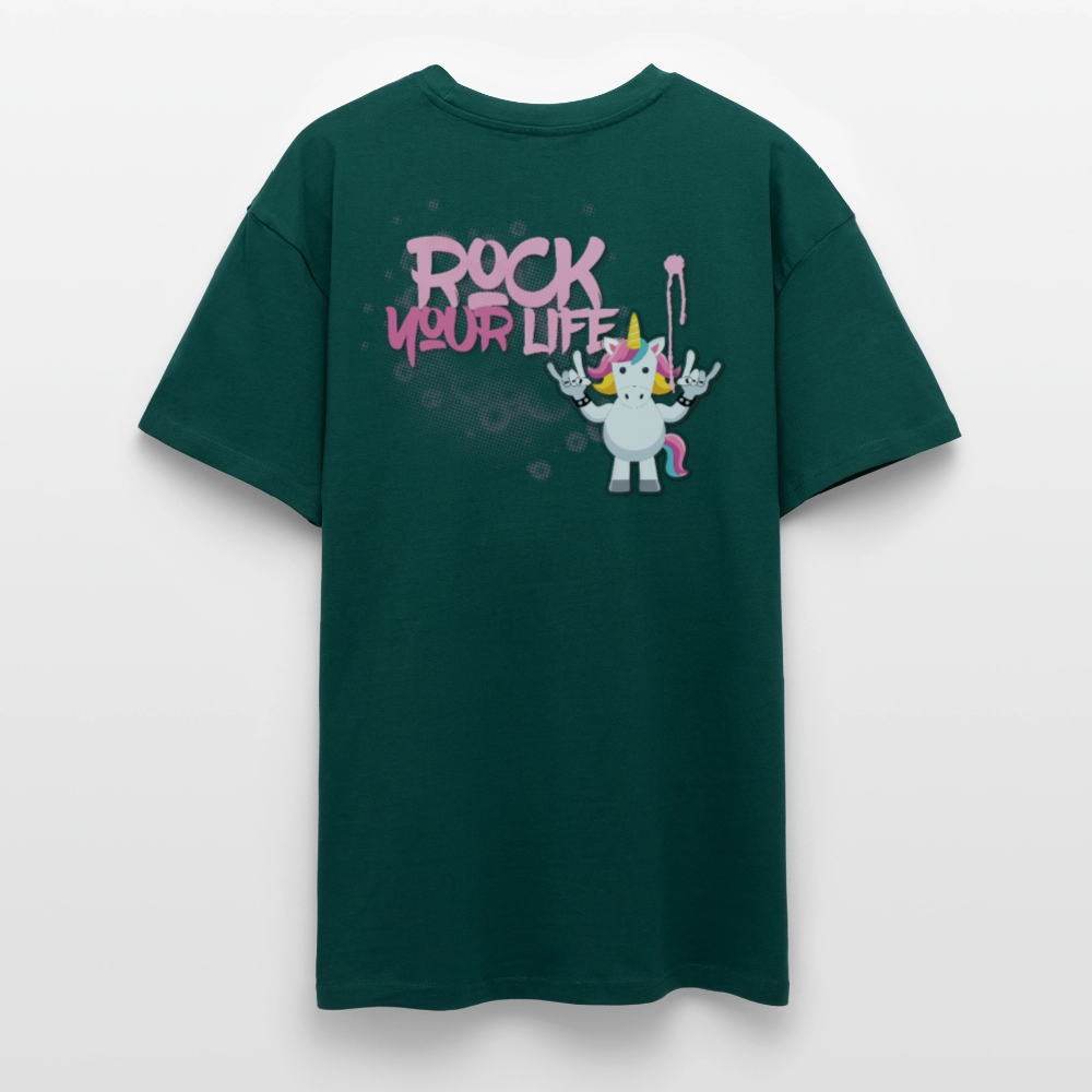 Heavy Oversize T-Shirt mit ROCK YOUR LIFE PRINT - hunter Green