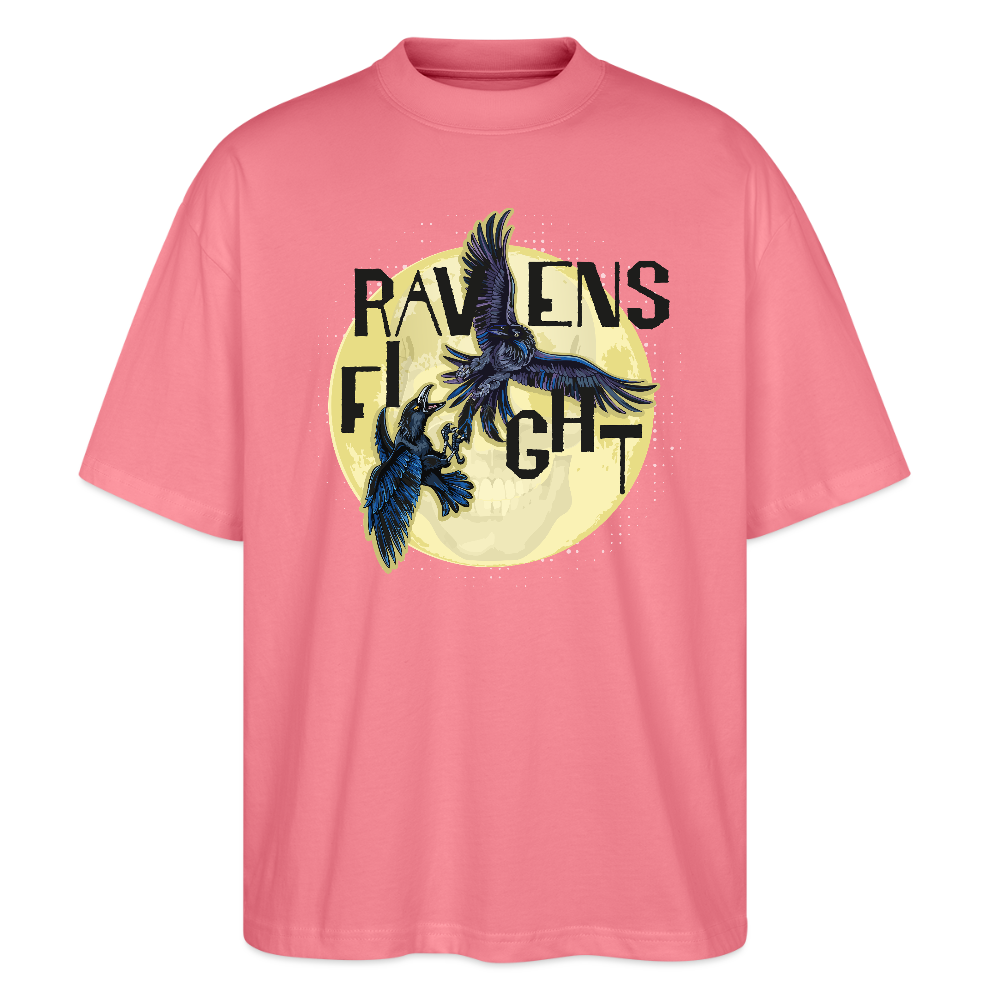 Oversized Unisex T-Shirt mit RAVENS FIGHT PRINT - Pink