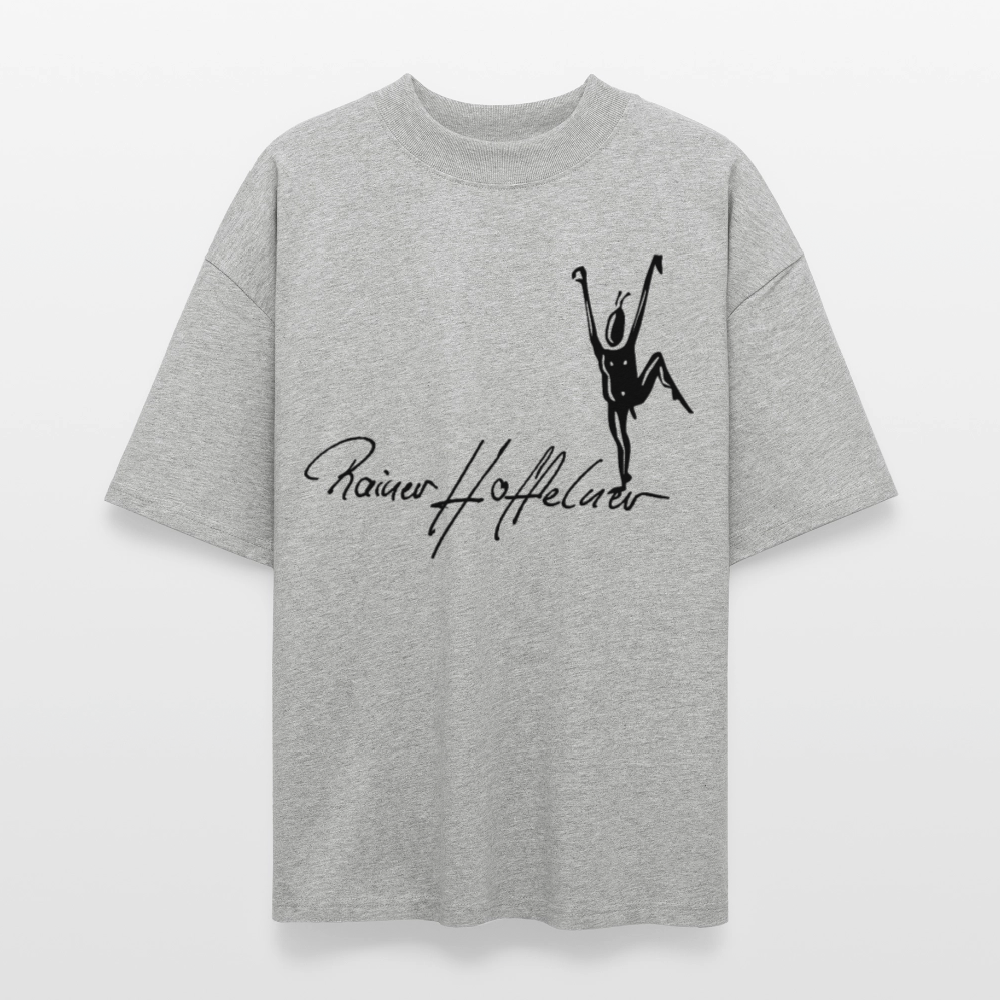 Oversized Unisex T-Shirt mit TUSCHEMÄNNCHEN PRINT - Grau meliert