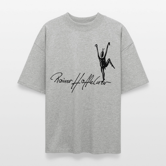 Oversized Unisex T-Shirt mit TUSCHEMÄNNCHEN PRINT - Grau meliert