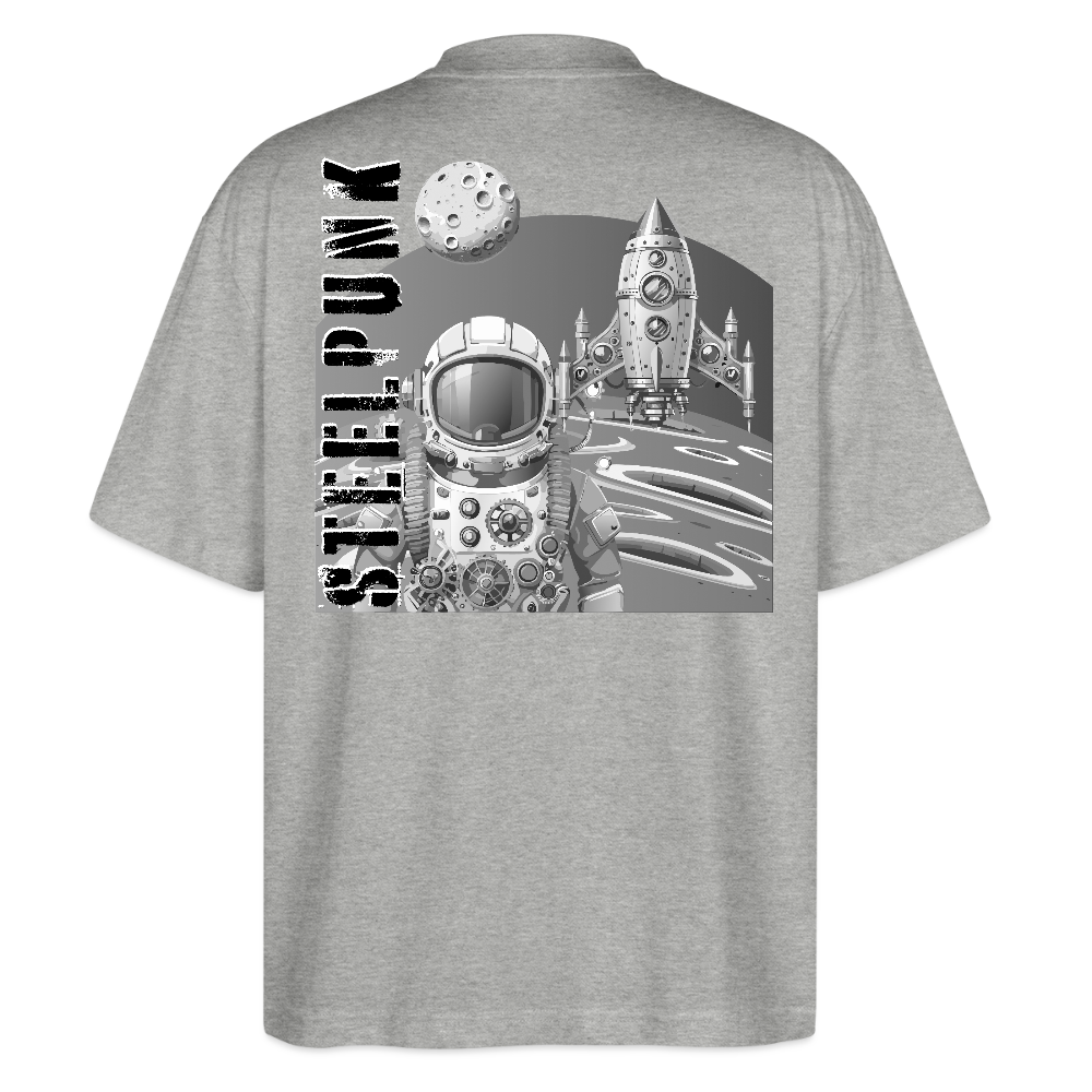 Oversized Unisex T-Shirt mit STEELPUNK PRINT Rückseite - Grau meliert