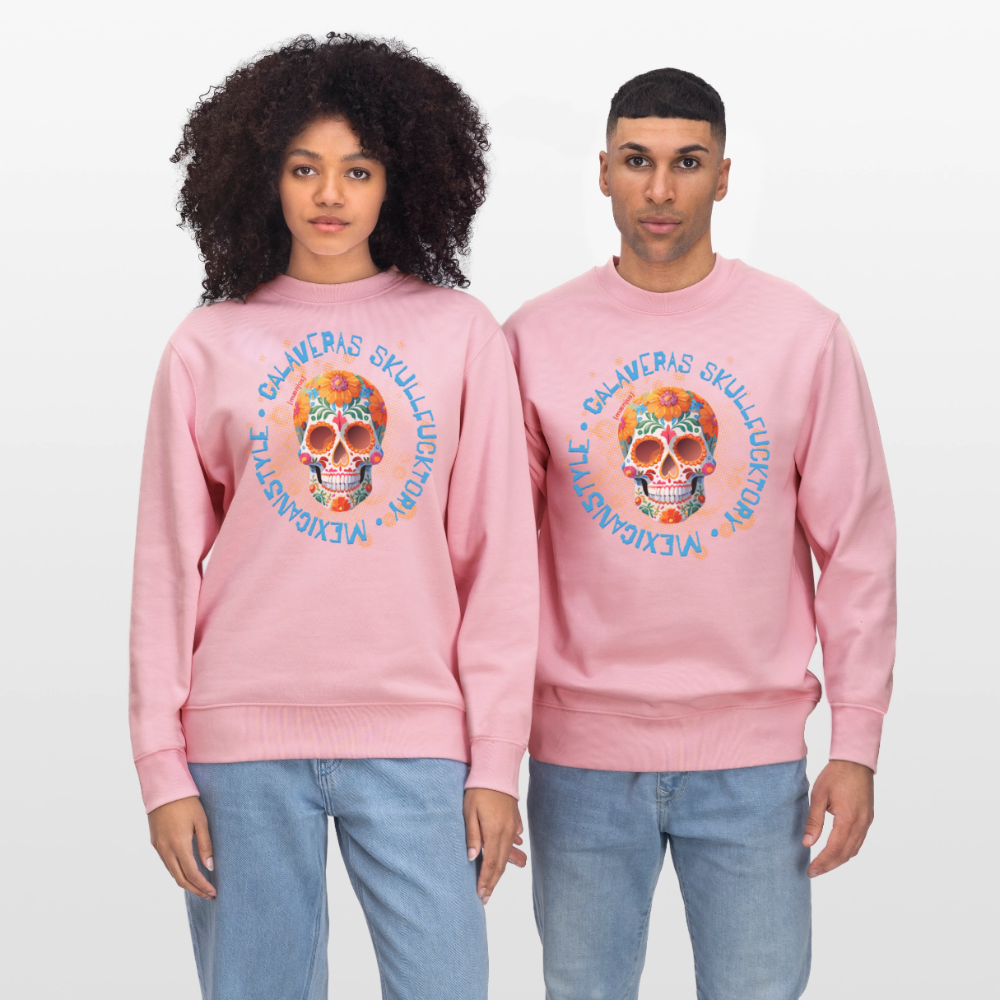 Unisex Bio-Sweatshirt mit CALAVERAS SKULL PRINT - Hellrosa