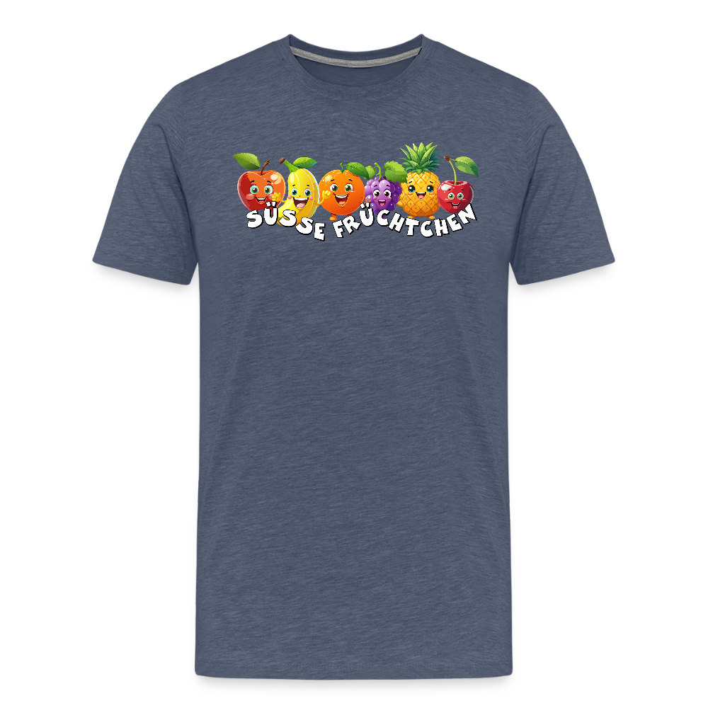Männer Premium T-Shirt mit SÜSSE FRÜCHTCHEN PRINT - Blau meliert