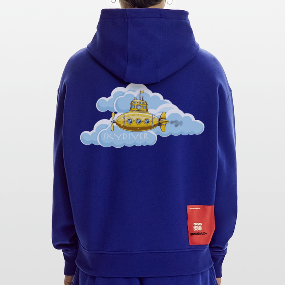 Heavyweight Oversized Organic Hoodie mit SKYDIVER PRINT - Iconic Blue