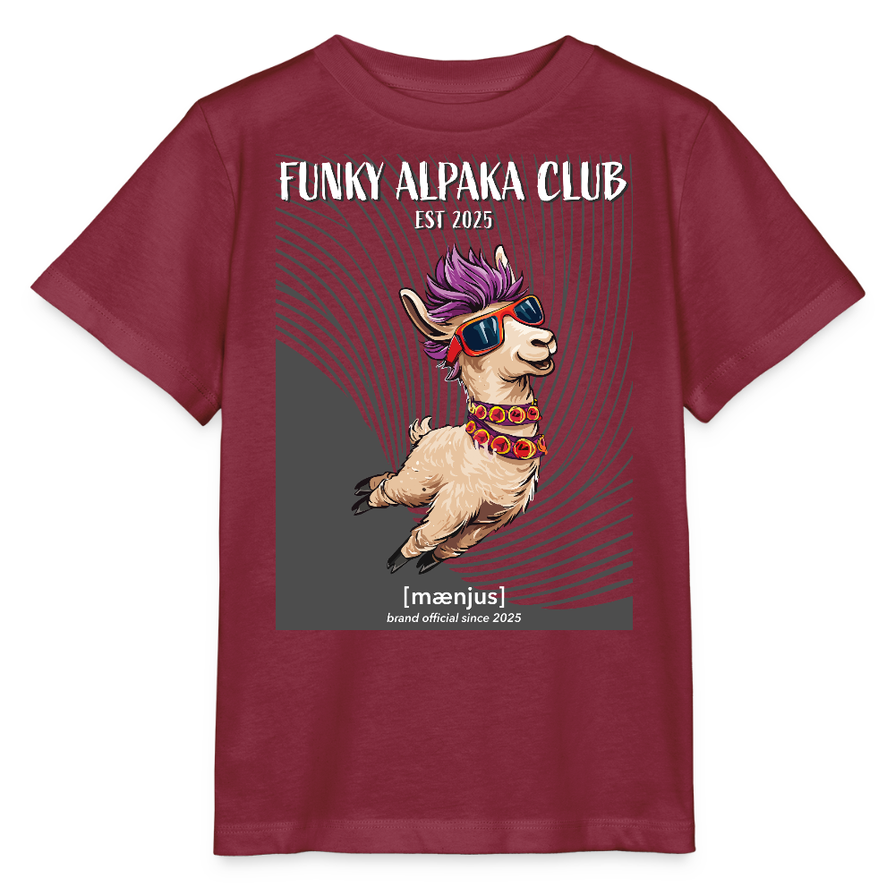 MNJS KIDS Bio T-Shirt mit FUNKY ALPAKA CLUB PRINT - Burgunderrot