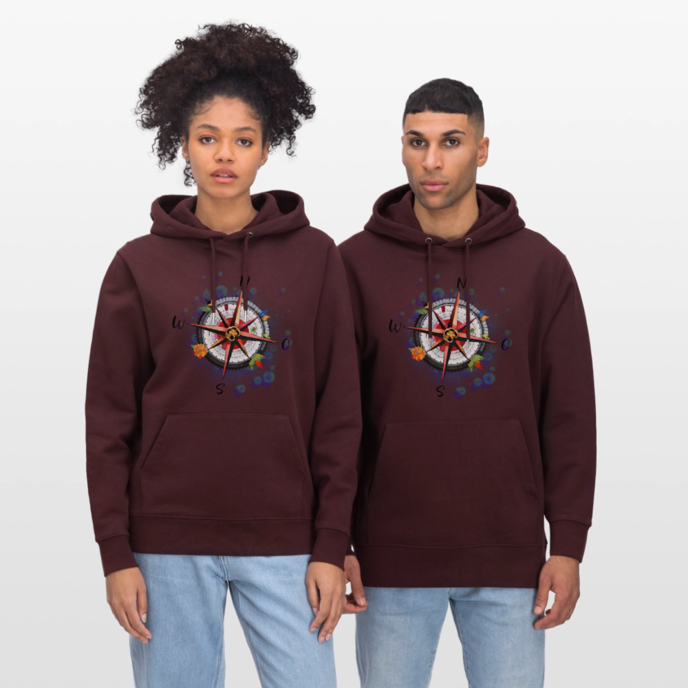 Unisex Hoodie mit WINDROSE PRINT - Maroon