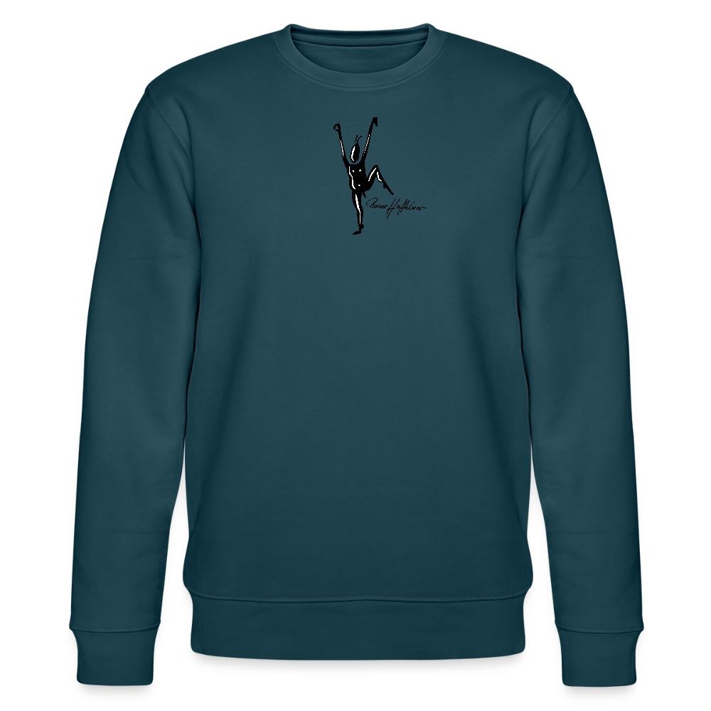 Unisex Bio-Sweatshirt mit TUSCHEMÄNNCHEN PRINT - Dunkles Petrol