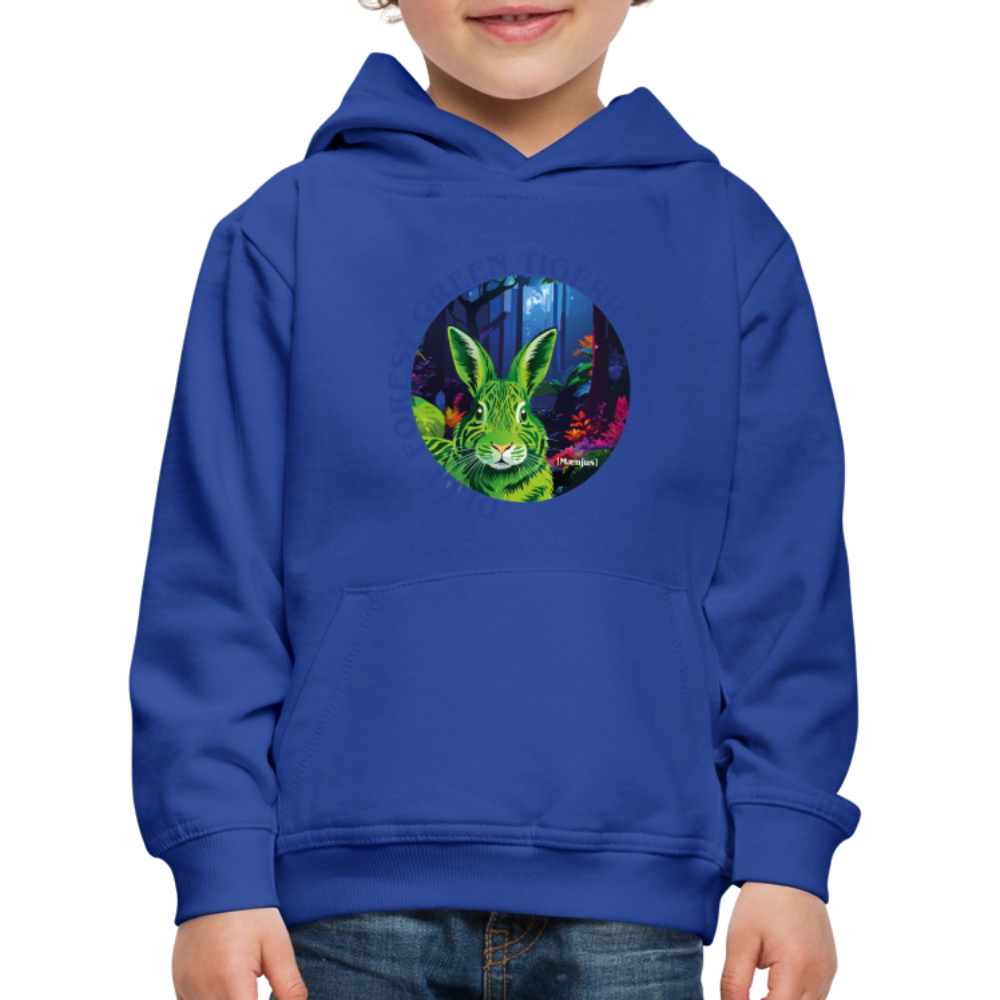 MNJS KIDS Premium Hoodie mit DEEP FOREST GREEN TIGERRABBIT PRINT - Royalblau