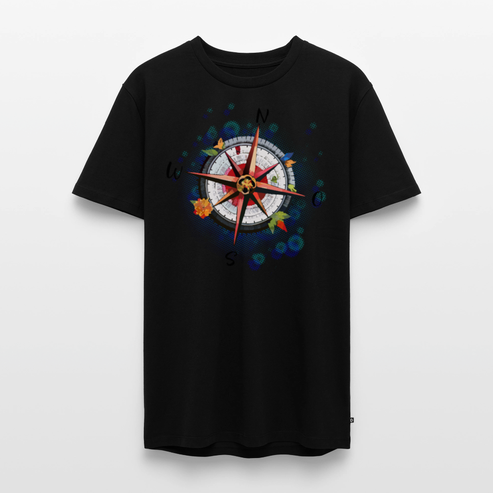 Männer Premium T-Shirt mit WINDROSE PRINT - Schwarz