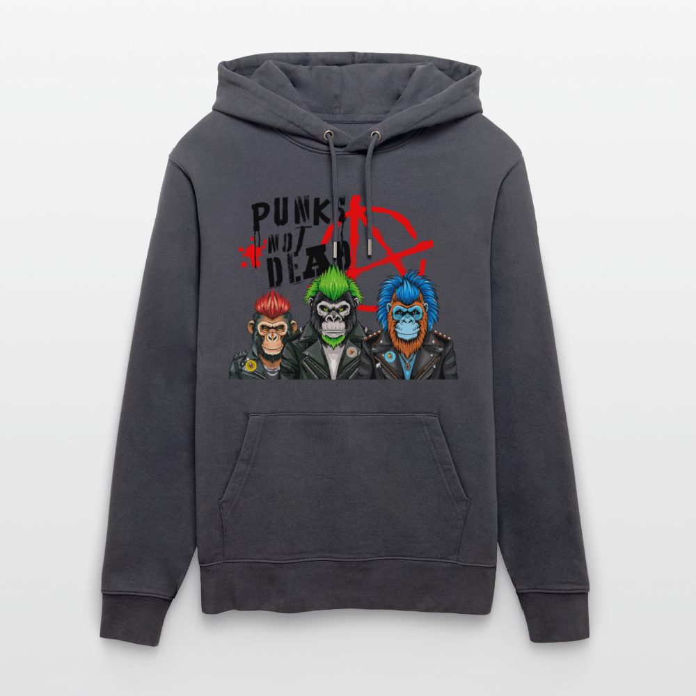 Unisex Hoodie mit PUNKS NOT DEAD PRINT - Indigoblau