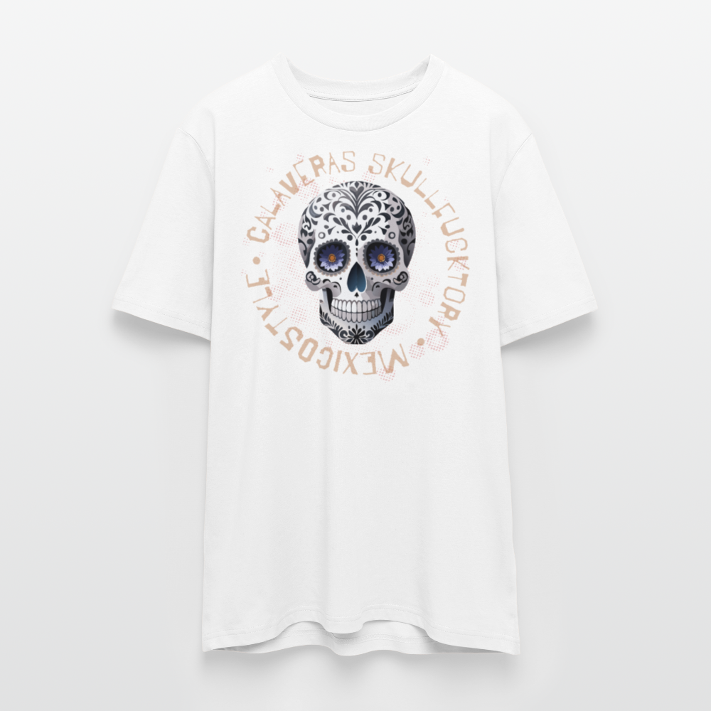 Unisex Bio-T-Shirt mit CALAVERAS SKULL PRINT Vorderseite - Weiß