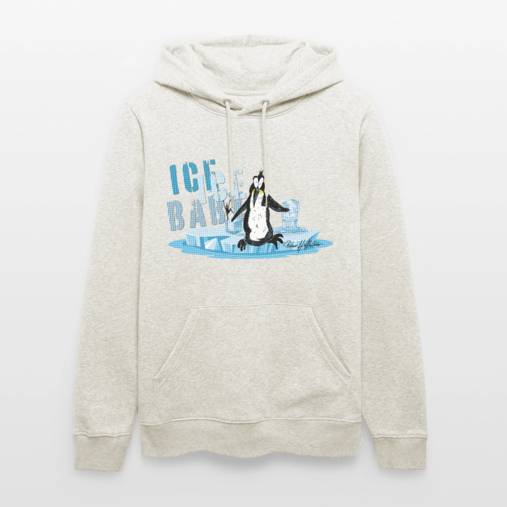 Unisex Bio-Hoodie mit ICE ICE BABY PINGUIN PRINT - Beige meliert