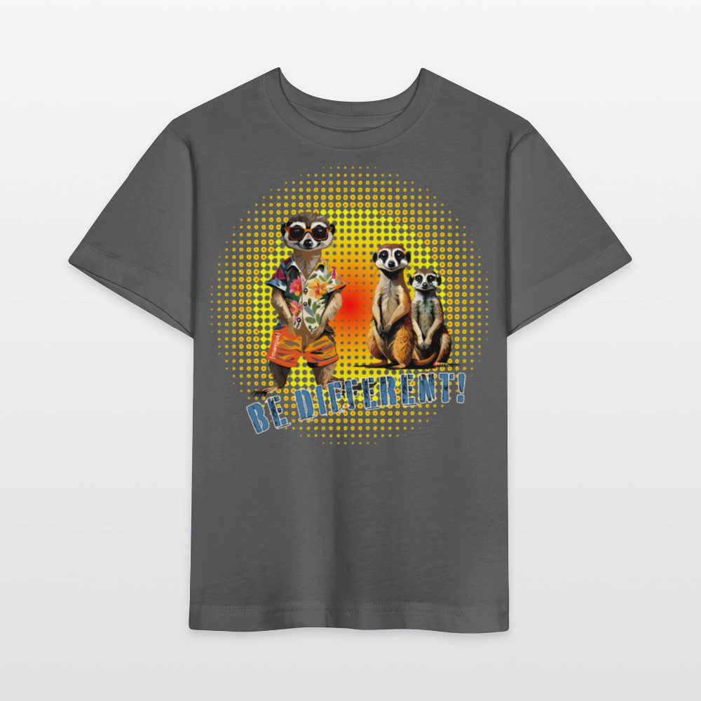 MNJS KIDS Bio T-Shirt mit BE DIFFERENT PRINT - Anthrazit