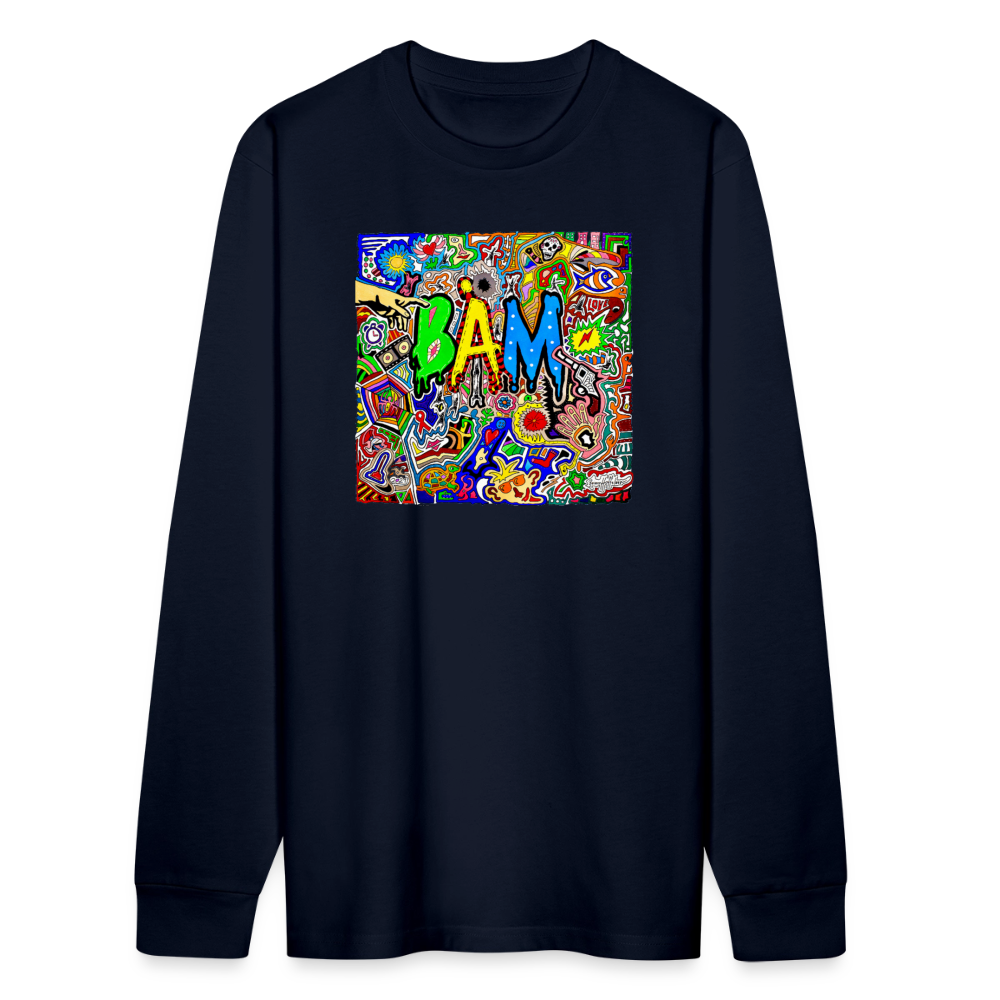 Unisex Bio-Langarmshirt mit BÄM PRINT - Navy