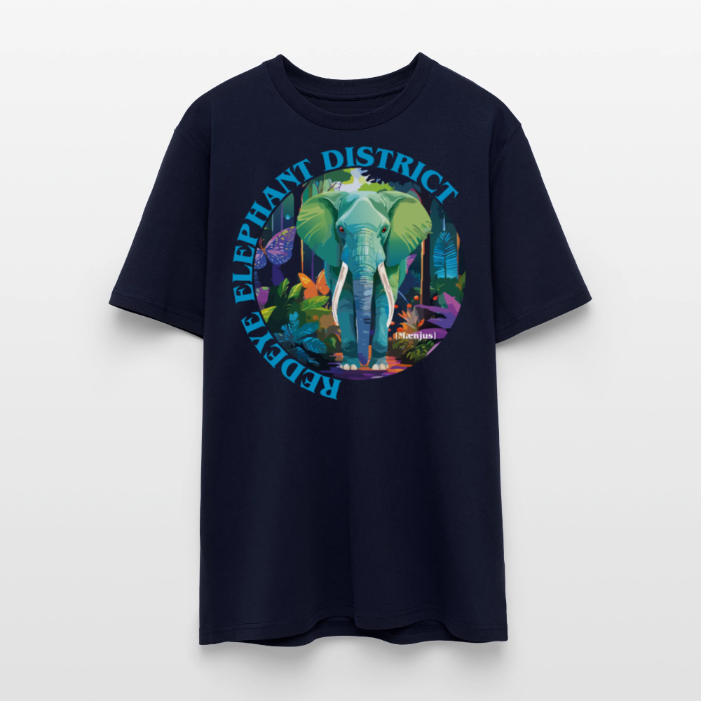Unisex Bio-T-Shirt mit REDEYE ELEPHANT DISTRICT PRINT Vorderseite - Navy