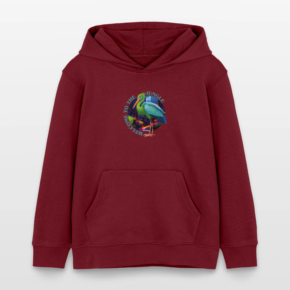 MNJS KIDS Bio-Hoodie mit WELCOME TO THE JUNGLE PRINT - Burgunderrot
