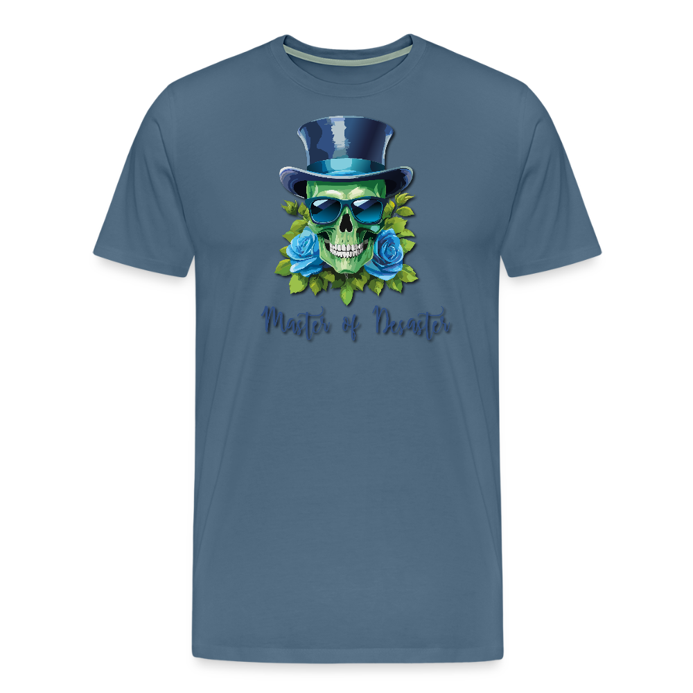 Männer Premium T-Shirt mit MASTER OF DESASTER PRINT - Blaugrau